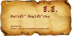 Balló Boglárka névjegykártya